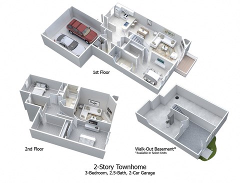 Floor plan for 3 beds, 2.5 baths, 1685 sqft